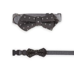 Top Paw Bow Tie Adjustable‎ Gray Dog Collar Size Medium D-Ring Fashion Event